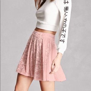 Velvet pink skater skirt